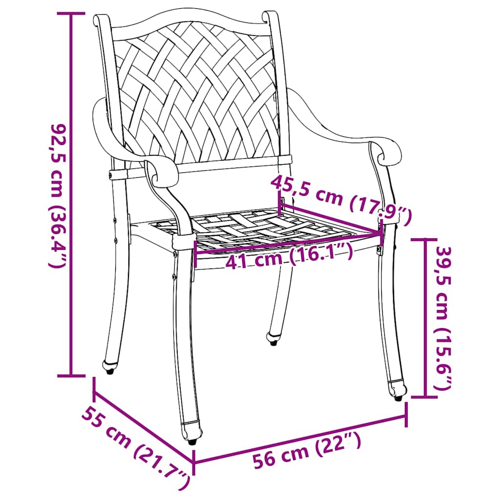 Gartenstuhl 2 pcs Grün 56 x 55 x 92,5cm Aluminium