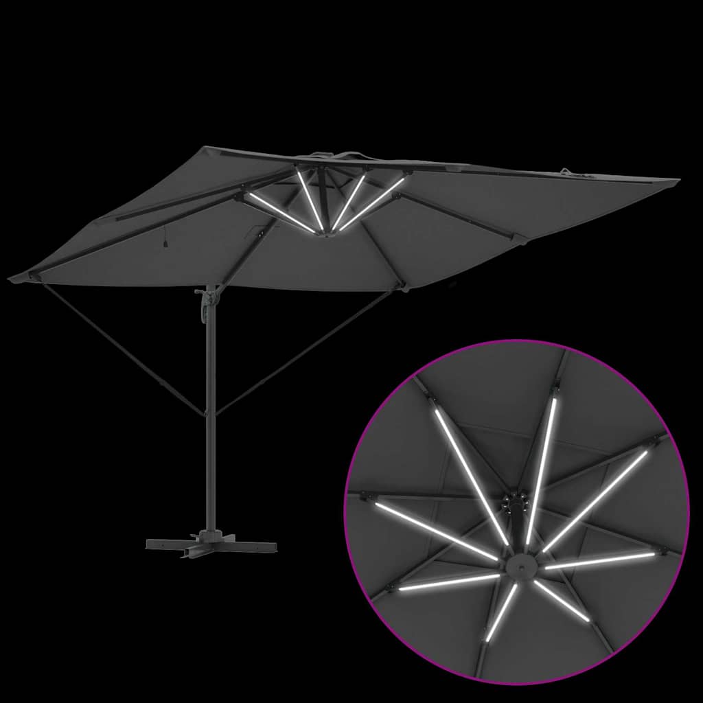 Sonnenschirm mit LED-Lichtleisten Anthrazit 286 x 284 x 270 cm