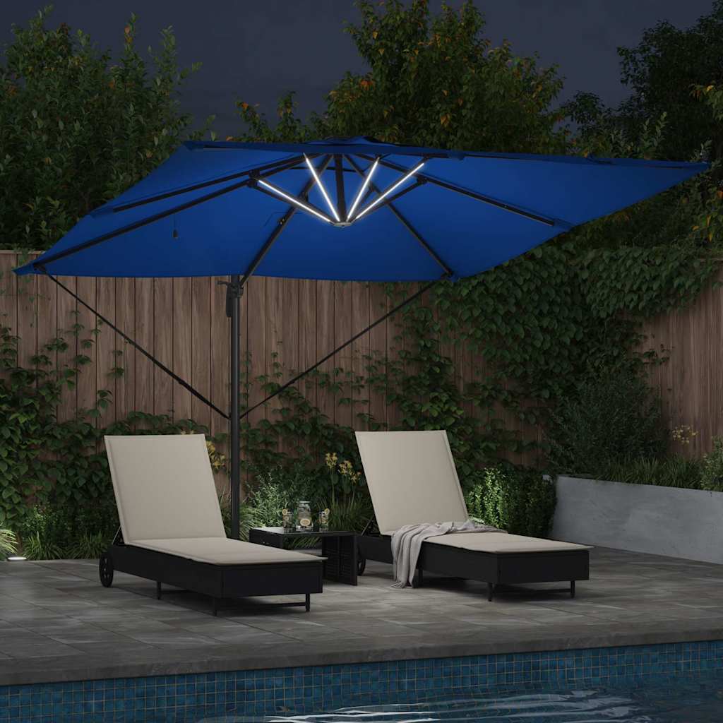 Sonnenschirm mit LED-Lichtleisten Azure Blau 286 x 284 x 270 cm