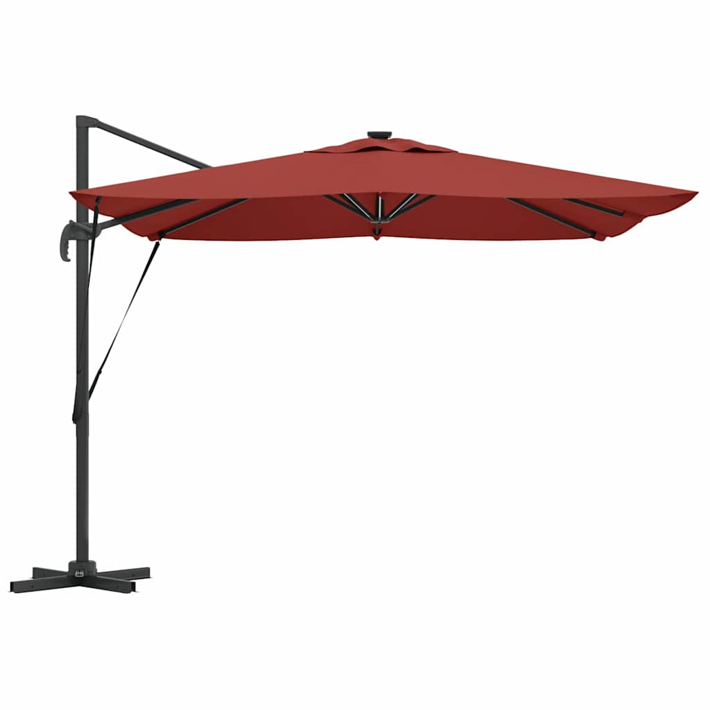 Sonnenschirm mit LED-Lichtleisten Terrakotta 286 x 284 x 270 cm
