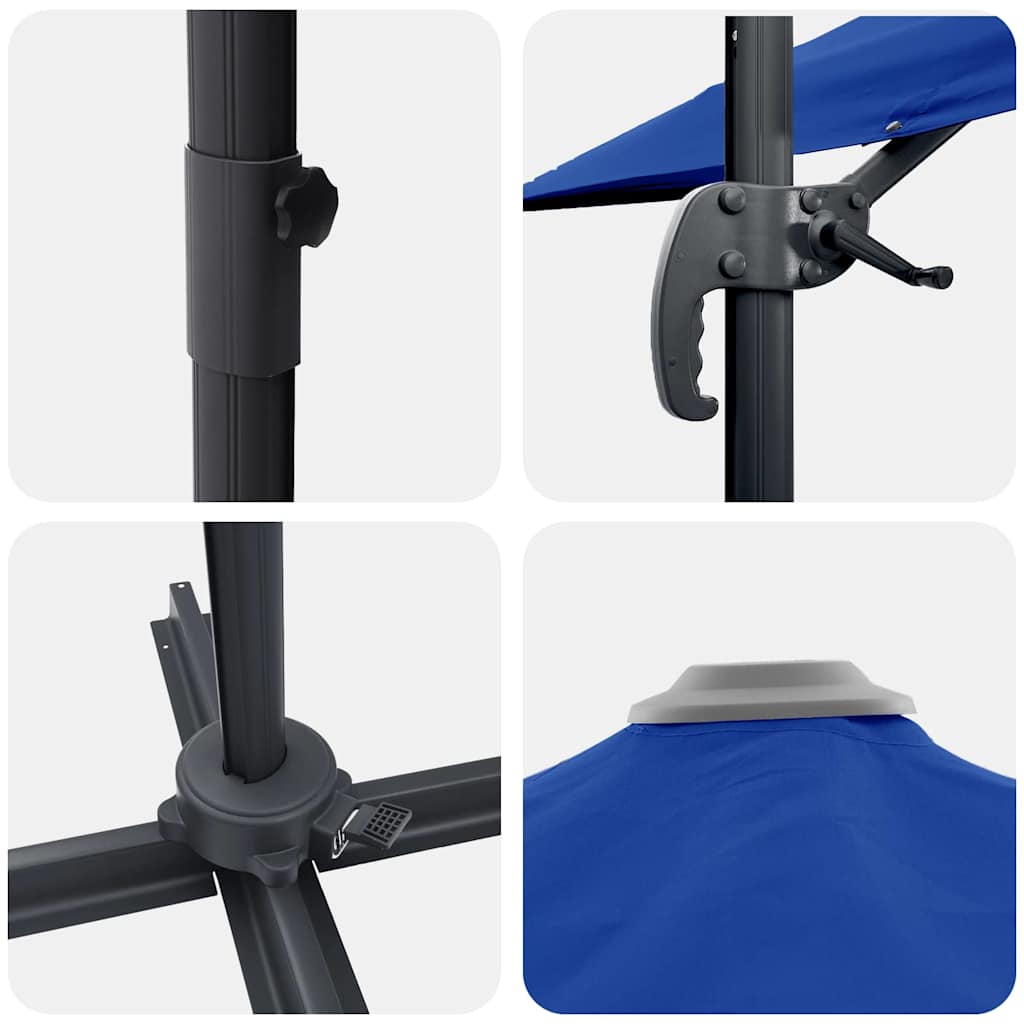Roma Parasol Blau 286 x 284 x 265 cm Aluminium und Polyester