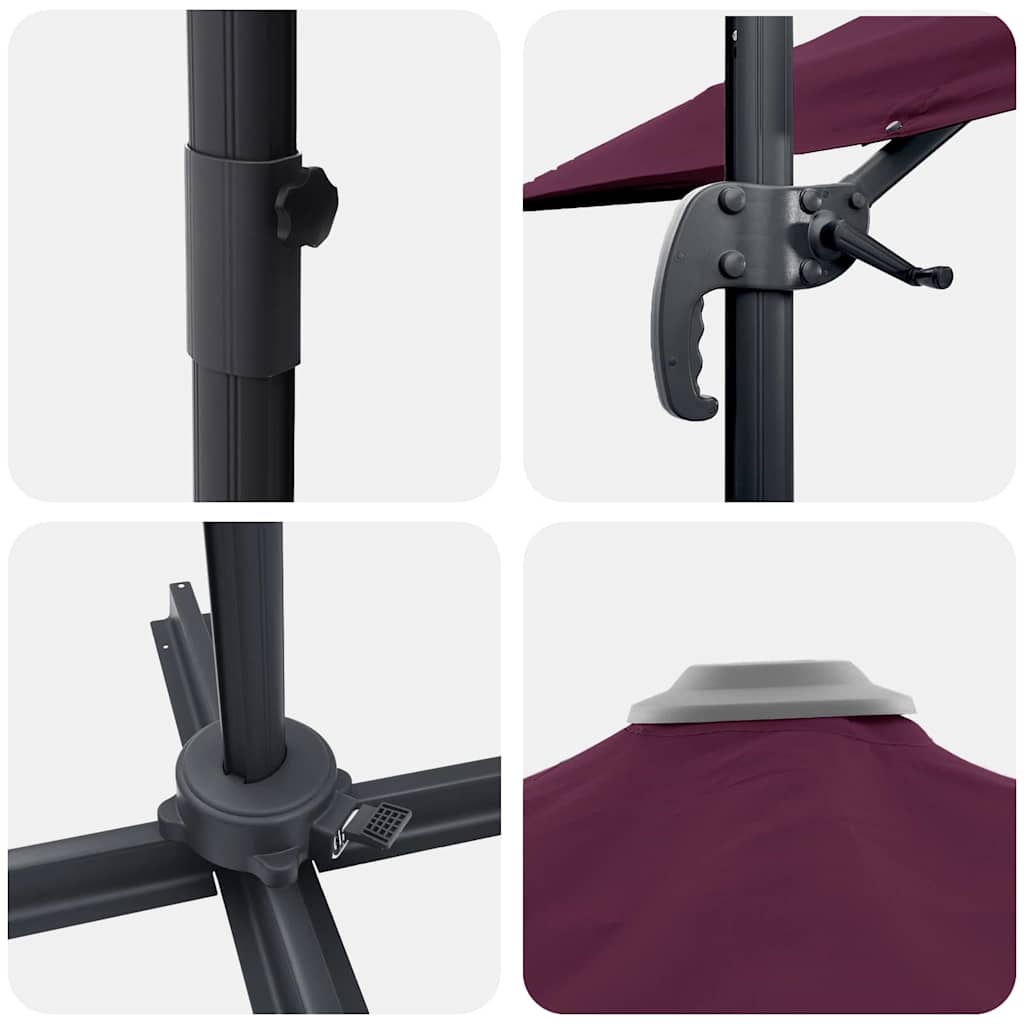 Roma Parasol Rot 286 x 284 x 265 cm Aluminium und Polyester