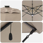 Roma Parasol Taupe 286 x 284 x 270 cm Aluminium und Polyester