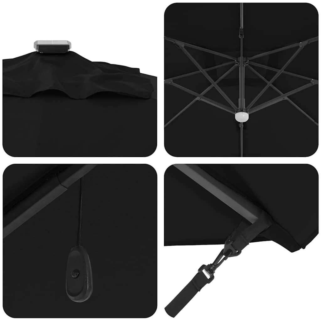 Roma Parasol Schwarz 286 x 284 x 270 cm Aluminium und Polyester