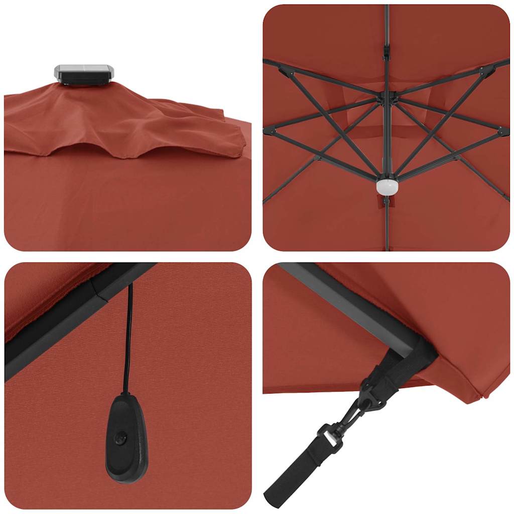 Roma Parasol Rot 286 x 284 x 270 cm Aluminium und Polyester