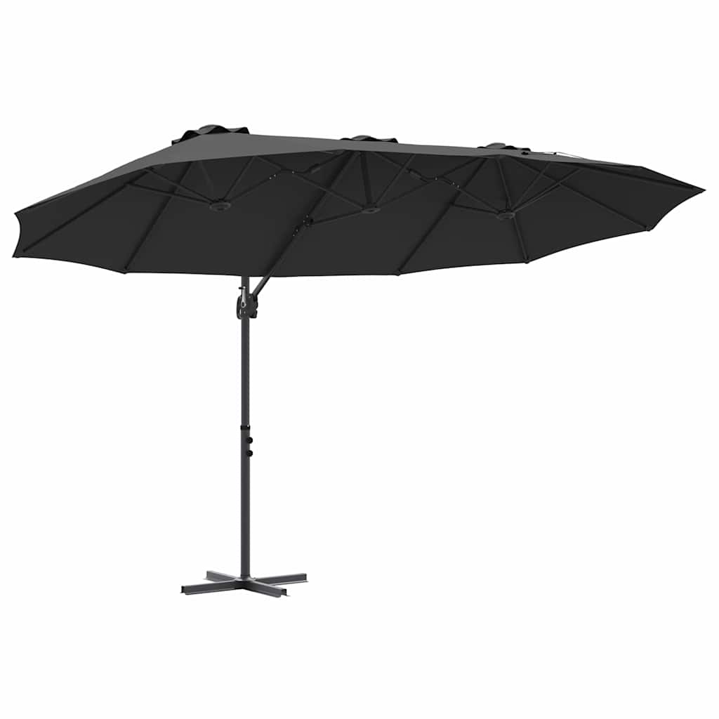 Sonnenschirm Schwarz 372 x 198 x 243 cm Polyester und Aluminium