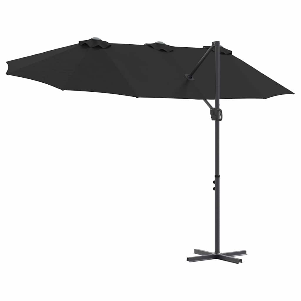 Sonnenschirm Schwarz 372 x 198 x 243 cm Polyester und Aluminium