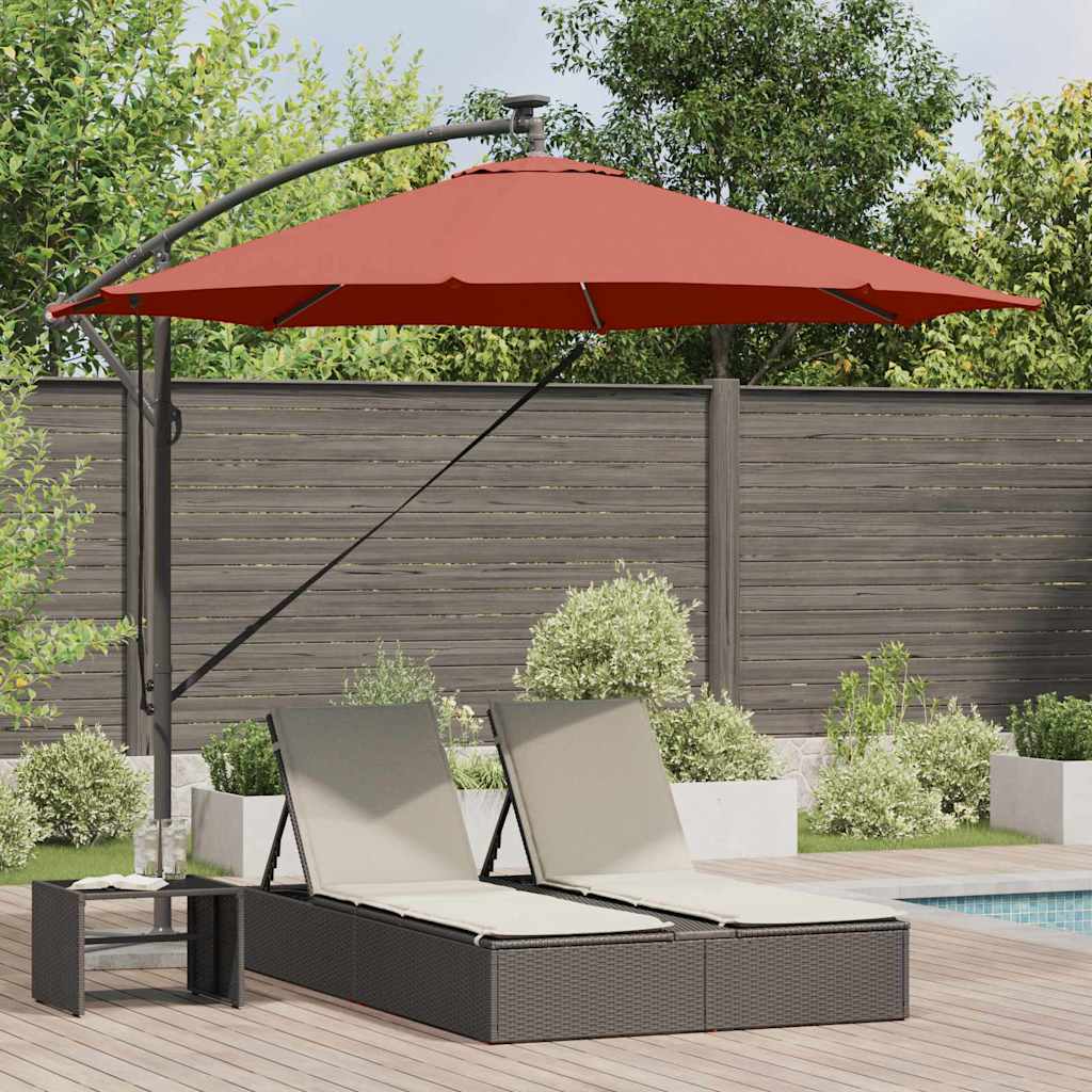 Sonnenschirm mit LED-Lichtleisten Terrakotta 294 x 294 x 248 cm
