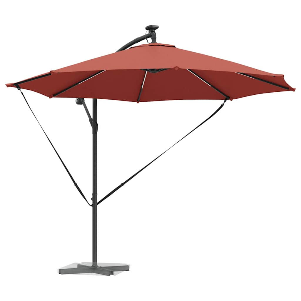 Sonnenschirm mit LED-Lichtleisten Terrakotta 294 x 294 x 248 cm