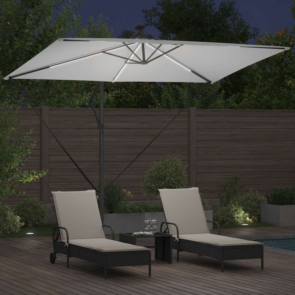 Sonnenschirm Sand 294 x 200 x 270 cm Polyester und Aluminium