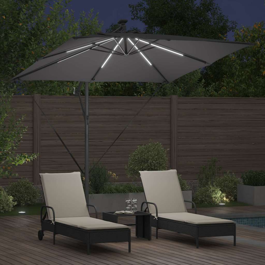Sonnenschirm mit LED-Lichtleisten Anthrazit 249 x 249 x 250 cm