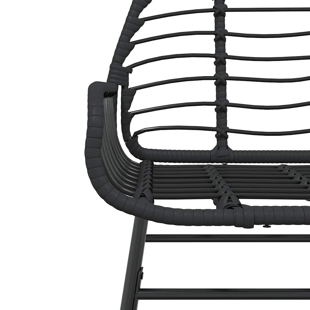 3-teiliges Garten-Esszimmerset aus schwarzem Polyrattanglas