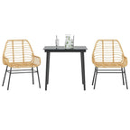 3-teiliges Garten-Esszimmer-Set Braunes Polyrattanglas