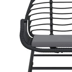 5-tlg. Garten-Essgruppe mit Kissen Schwarz Poly Rattan Glas