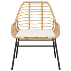 3-tlg. Garten-Essgruppe mit Kissen Braun Poly Rattan Glas