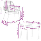 5-tlg. Garten-Essgruppe mit Kissen Braun Poly Rattan Glas