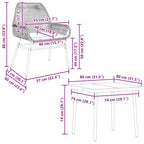 5-tlg. Garten-Essgruppe mit Kissen Schwarz Poly Rattan Glas