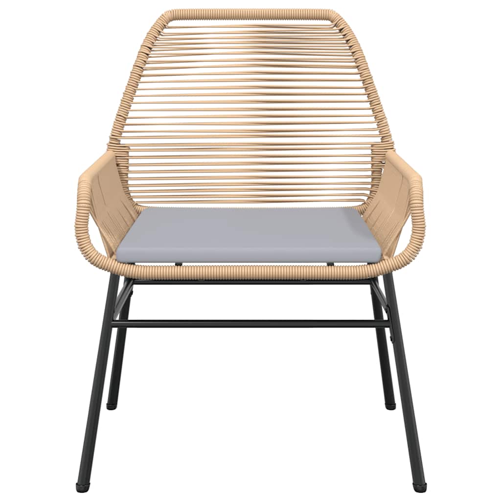 3-tlg. Garten-Essgruppe mit Kissen Braun Poly Rattan Glas