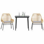 3-tlg. Garten-Essgruppe mit Kissen Braun Poly Rattan Glas