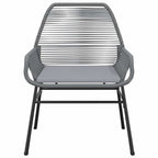3-tlg. Garten-Essgruppe mit Kissen Grau Poly Rattan Glas