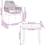 3-tlg. Garten-Essgruppe mit Kissen Grau Poly Rattan Glas