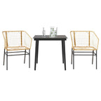 3-teiliges Garten-Esszimmer-Set Braunes Polyrattanglas