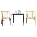 3-teiliges Garten-Esszimmer-Set Braunes Polyrattanglas