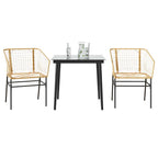 3-teiliges Garten-Esszimmer-Set Braunes Polyrattanglas