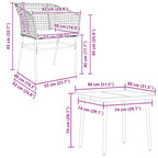 5-tlg. Garten-Essgruppe mit Kissen Schwarz Poly Rattan Glas