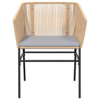 3-tlg. Garten-Essgruppe mit Kissen Braun Poly Rattan Glas