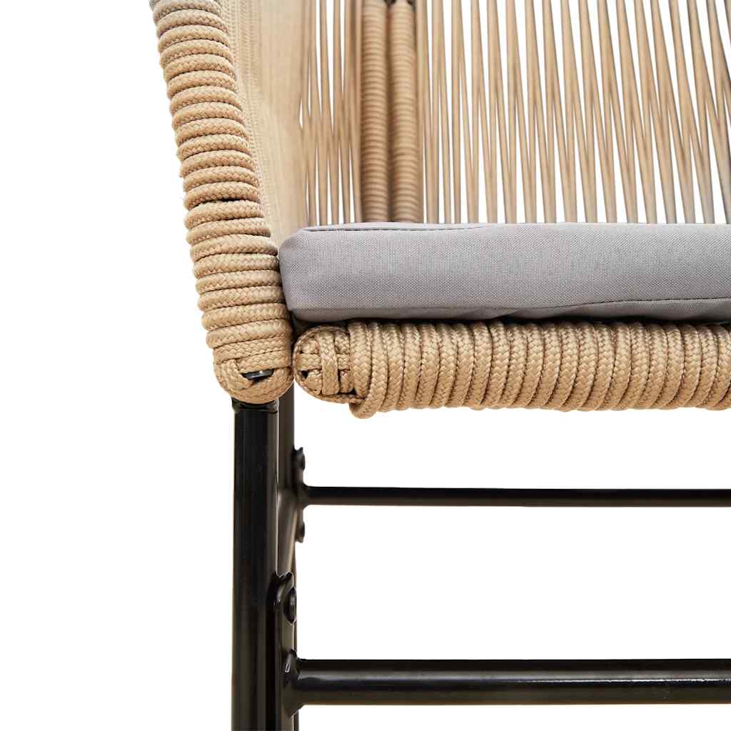3-tlg. Garten-Essgruppe mit Kissen Braun Poly Rattan Glas