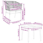 5-tlg. Garten-Essgruppe mit Kissen Braun Poly Rattan Glas