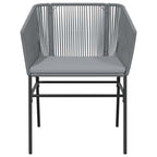 3-tlg. Garten-Essgruppe mit Kissen Grau Poly Rattan Glas