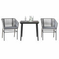 3-tlg. Garten-Essgruppe mit Kissen Grau Poly Rattan Glas