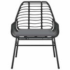 3-tlg. Garten-Essgruppe mit Kissen Schwarz Poly Rattan Glas