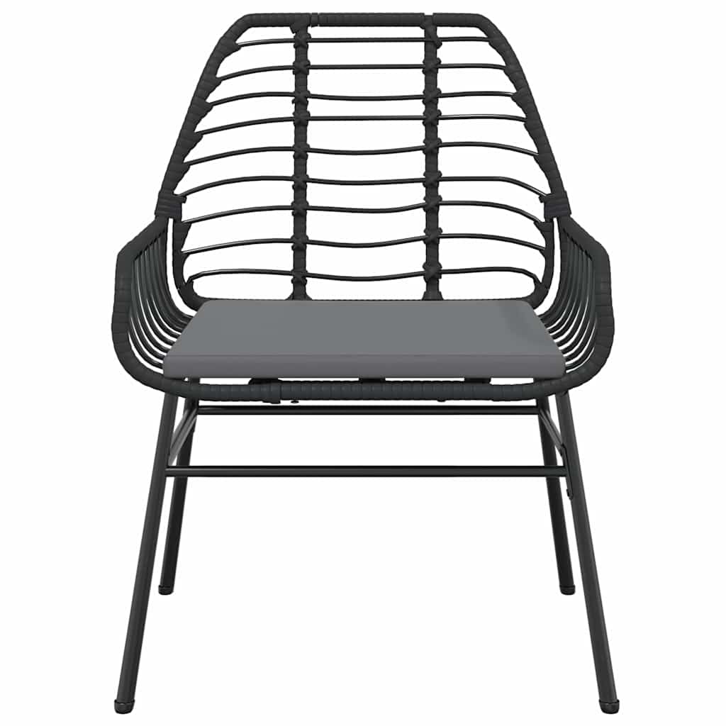 3-tlg. Garten-Essgruppe mit Kissen Schwarz Poly Rattan Glas