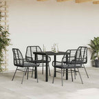 5-tlg. Garten-Essgruppe mit Kissen Schwarz Poly Rattan Glas