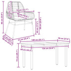 5-tlg. Garten-Essgruppe mit Kissen Schwarz Poly Rattan Glas