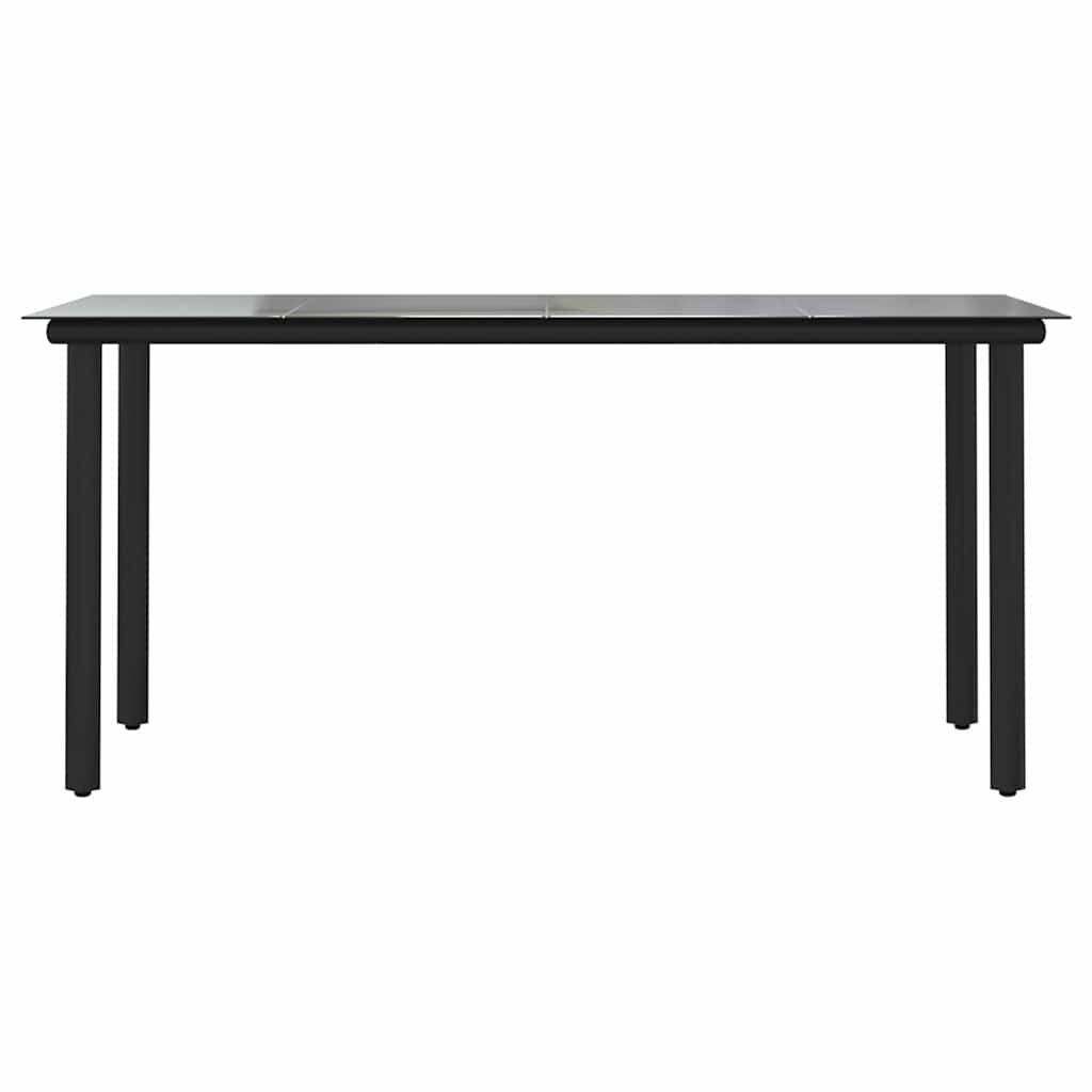 5-tlg. Garten-Essgruppe mit Kissen Schwarz Poly Rattan Glas