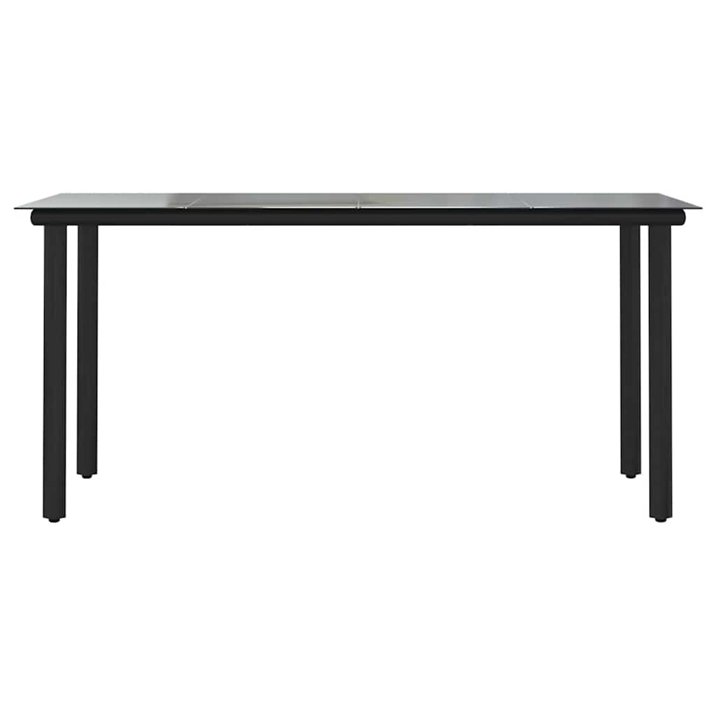 7-tlg. Garten-Essgruppe mit Kissen Schwarz Poly Rattan Glas