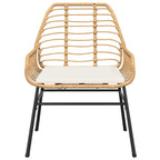 5-tlg. Garten-Essgruppe mit Kissen Braun Poly Rattan Glas
