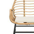 5-tlg. Garten-Essgruppe mit Kissen Braun Poly Rattan Glas