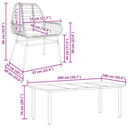 7-tlg. Garten-Essgruppe mit Kissen Braun Poly Rattan Glas