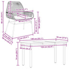 5-tlg. Garten-Essgruppe mit Kissen Schwarz Poly Rattan Glas