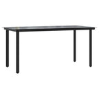 7-tlg. Garten-Essgruppe mit Kissen Schwarz Poly Rattan Glas