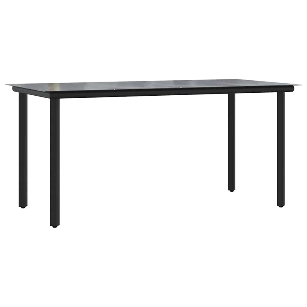 7-tlg. Garten-Essgruppe mit Kissen Schwarz Poly Rattan Glas