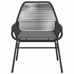 7-tlg. Garten-Essgruppe mit Kissen Schwarz Poly Rattan Glas