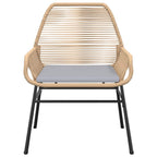 3-tlg. Garten-Essgruppe mit Kissen Braun Poly Rattan Glas