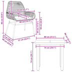 3-tlg. Garten-Essgruppe mit Kissen Braun Poly Rattan Glas