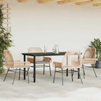 5-tlg. Garten-Essgruppe mit Kissen Braun Poly Rattan Glas